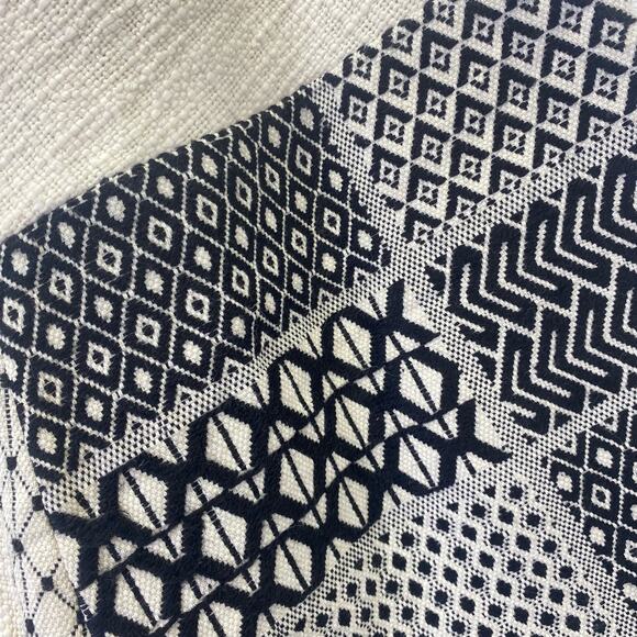 Embroidered Fringe Long Kimono Cardigan Womens L Ivory Black Bohemian - Picture 6 of 7